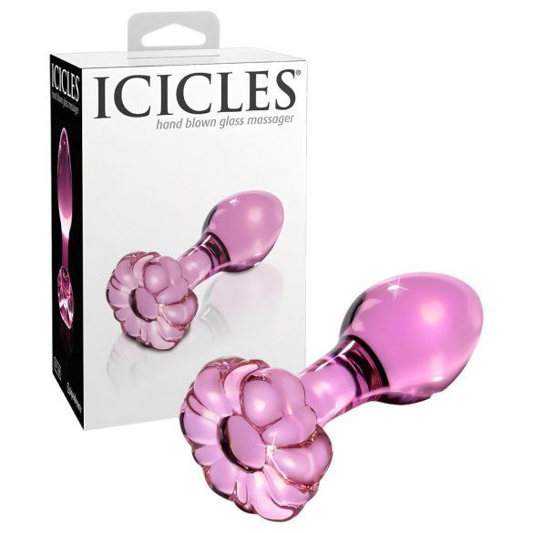 Icicles No. 48 - plug anal en verre fleuri (rose)