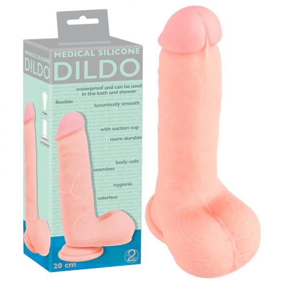 Dildo médical en silicone droit (20 cm) - naturel