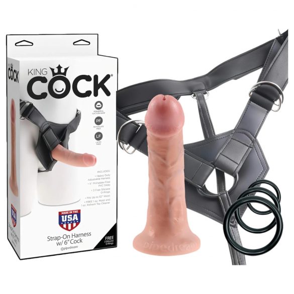 King Cock Harnais 6 - Dildo strap-on - Naturel