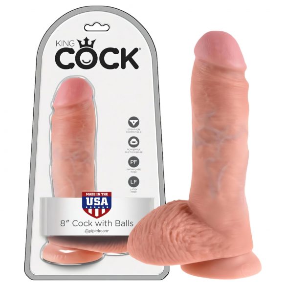 King Cock 8 dildo avec testicules (20 cm) - couleur naturelle