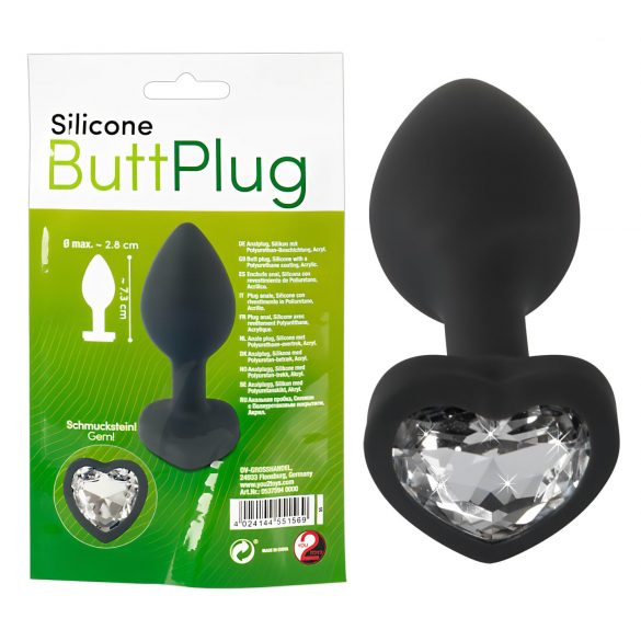 You2Toys Plug Anal - plug anal avec pierre blanche (noir)