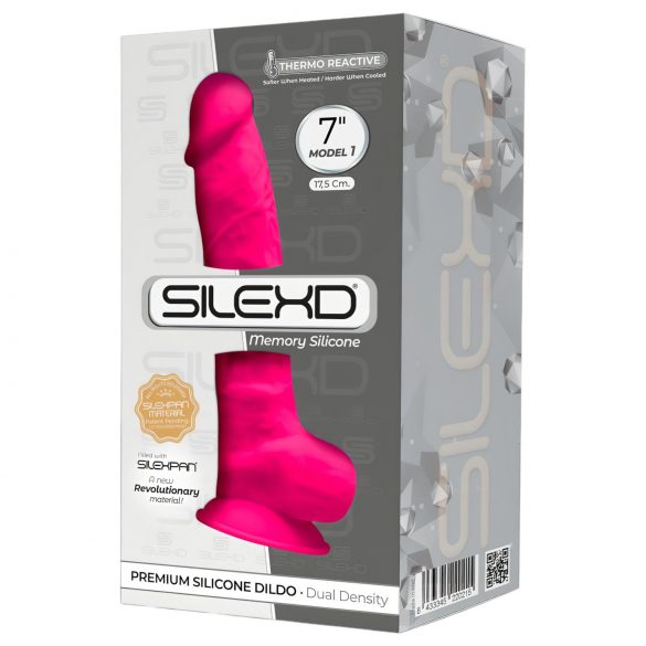 Silexd 7 - Dildo modulable à ventouse avec testicules - 17,5 cm (rose)