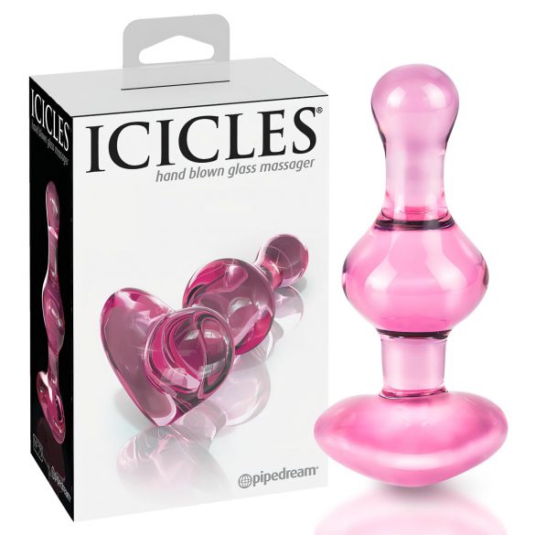 Icicles No. 75 - plug anal en verre cœur (rose)