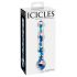 Icicles No. 08 - Double pénétration ondulé, godemichet en verre (transparent-bleu)