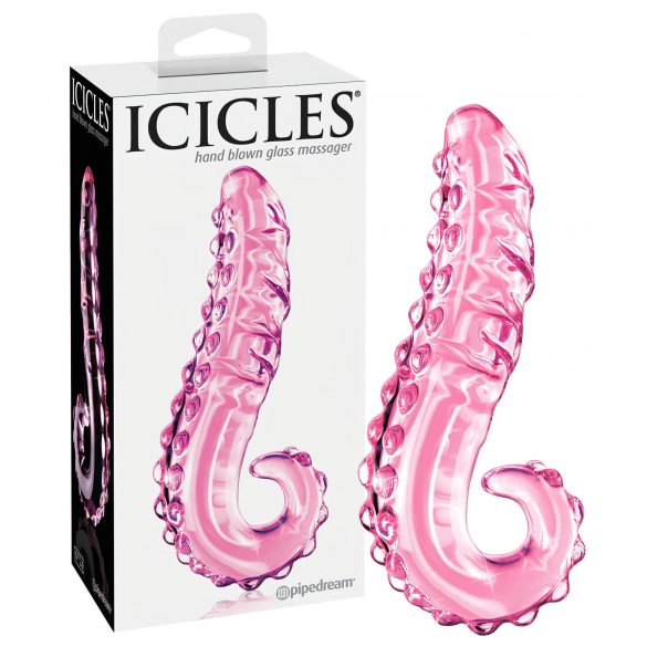 Icicles No. 24 - gode en verre à langue nervurée (rose)