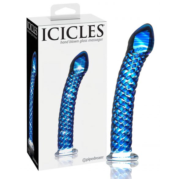 Icicles No. 29 - godemichet en verre en forme de spirale avec pénis (bleu)