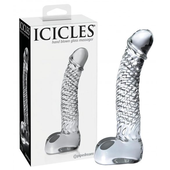 Icicles No. 61 - dildo en verre avec testicules et pénis (transparent)