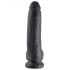 King Cock 9 - Gode noir avec ventouse et bourses (23 cm)