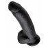 King Cock 9 - Gode noir avec ventouse et bourses (23 cm)