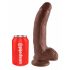 King Cock 9 - grand godemichet ventouse avec testicules (23 cm) - marron