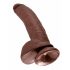 King Cock 9 - grand godemichet ventouse avec testicules (23 cm) - marron