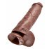 King Cock 11 - grand gode ventouse avec testicules (28 cm) - marron