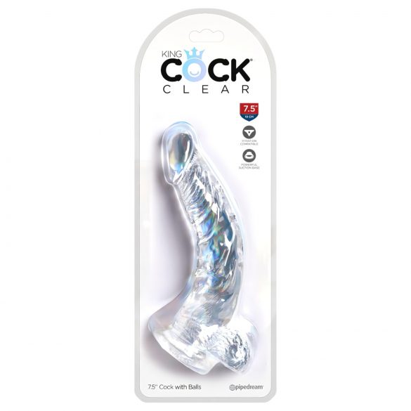 King Cock Clair 7,5 - Dildo avec ventouse et testicules (19 cm)