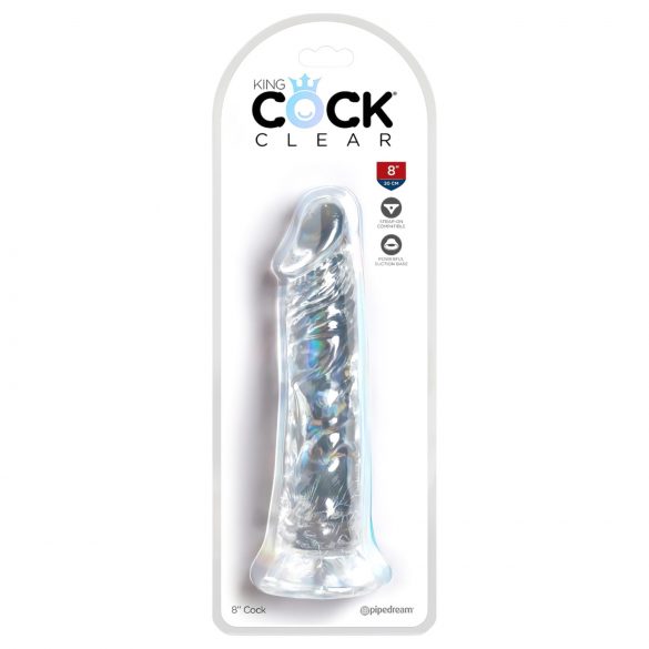 King Cock Clear 8 - grand godemichet avec ventouse (20 cm)