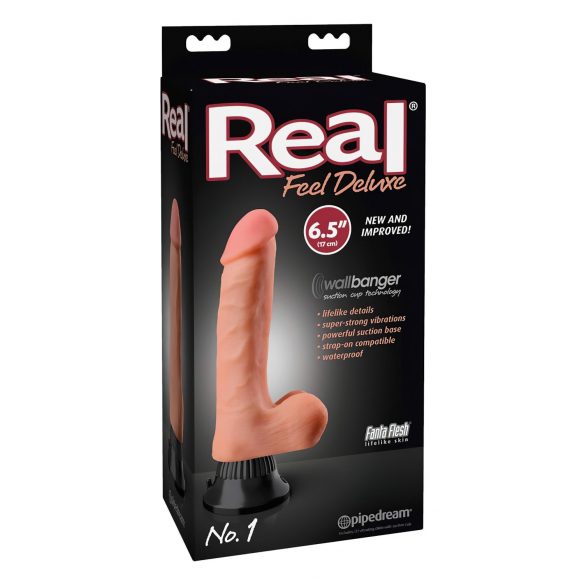 Real Feel Deluxe No.1 - vibromasseur réaliste avec testicules (naturel)