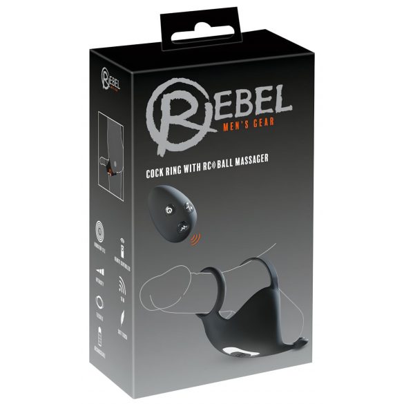 Rebel - anneau pénien vibrant avec massager testiculaire (noir)