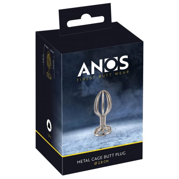 ANOS Métal (2,8cm) - plug anal en acier avec cage (argent)