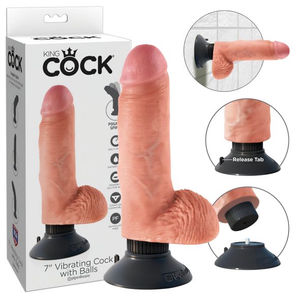 King Cock 7 flexible, ventouse (18 cm) - naturel