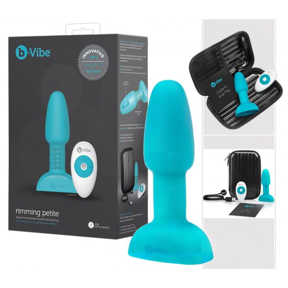 b-Vibe Rimming - Vibromasseur Anal à Perles Rotatives (Turquoise)