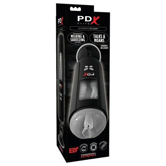 PDX Ultimate Milker - masturbateur pénien avec fonction de traite, rechargeable (noir)