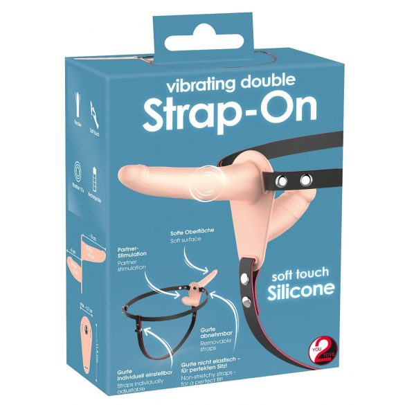 You2Toys - Strap-On - vibromasseur double rechargeable (naturel)