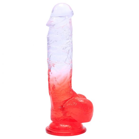 Sunfo - Dildo ventouse, forme réaliste - 21 cm (transparent-rouge)