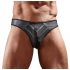 Tanga homme brillant avec empiècement translucide (noir)