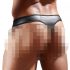 Tanga homme brillant avec empiècement translucide (noir)