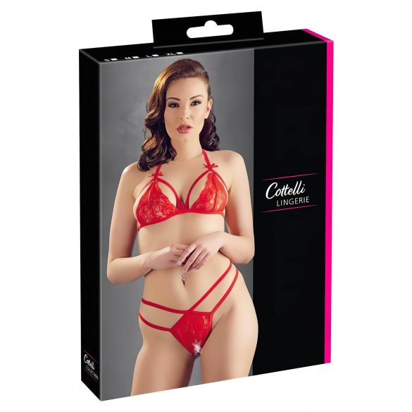 Cottelli - Ensemble de soutien-gorge en dentelle ouvert (rouge) - M