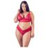 Cottelli Grande Taille - Ensemble soutien-gorge en dentelle douce (rouge) - 2XL