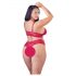 Cottelli Grande Taille - Ensemble soutien-gorge en dentelle douce (rouge) - 2XL