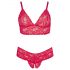 Cottelli Grande Taille - Ensemble soutien-gorge en dentelle douce (rouge) - 2XL