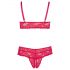 Cottelli Grande Taille - Ensemble soutien-gorge en dentelle douce (rouge) - 3XL