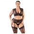 Cottelli Grande Taille - Ensemble de lingerie en dentelle avec strass (noir) - XL