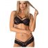 Obsessive 860-SET-1 - ensemble de soutien-gorge en dentelle à lanières avec motif floral (noir)