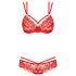 Obsessive 860-SET-3 - Ensemble de lingerie en dentelle rosée (rouge)