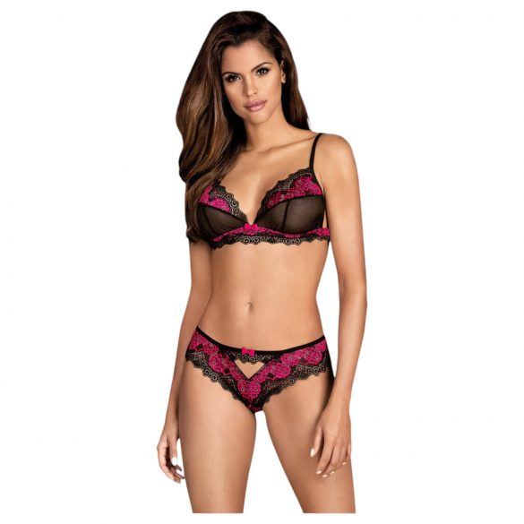 Obsessive Tulia - ensemble lingerie dentelle (noir-rose)