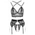 Abierta Fina - trio de lingerie en dentelle (noir) - M