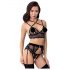 Abierta Fina - trio de lingerie en dentelle (noir) - L