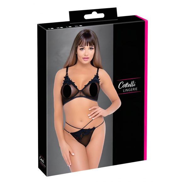 Cottelli - Ensemble soutien-gorge transparent avec dentelle (noir) - M