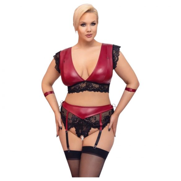 Cottelli Bondage Grande Taille - ensemble soutien-gorge dentelle (rouge-noir)