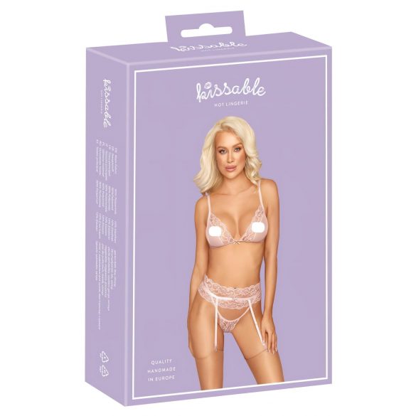 Kissable - ensemble de lingerie en dentelle (rose)