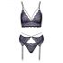 Cottelli - Ensemble de lingerie en dentelle 3 pièces (noir-violet)