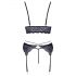 Cottelli - Ensemble de lingerie en dentelle 3 pièces (noir-violet)