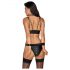 Cottelli Bondage - Ensemble soutien-gorge brillant avec attaches (noir) - M