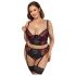 Cottelli Grande Taille - Ensemble soutien-gorge avec porte-jarretelles (noir-rouge)