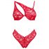 Obsessive Atenica - ensemble de lingerie en dentelle avec bretelles croisées (rouge) - M/L