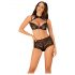 Obsessive Elizenes - ensemble soutien-gorge transparent à motifs (noir) - L/XL