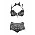 Obsessive Elizenes - ensemble soutien-gorge transparent à motifs (noir) - L/XL