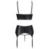 Abierta Fina - ensemble de lingerie à lanières scintillantes et dentelle (noir) - 80C/M